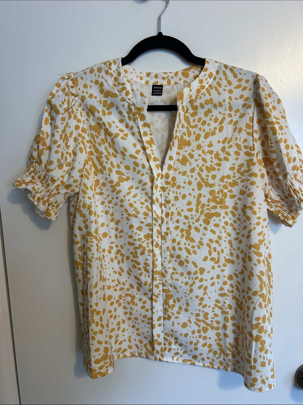SHEIN White Blouse with Yellow Spot Print